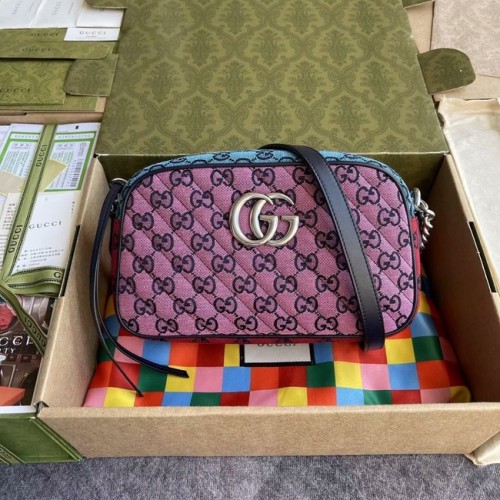 Gucci GG Marmont Multicolor kleine schoudertas 447632 Groen&geel&roodpoeder