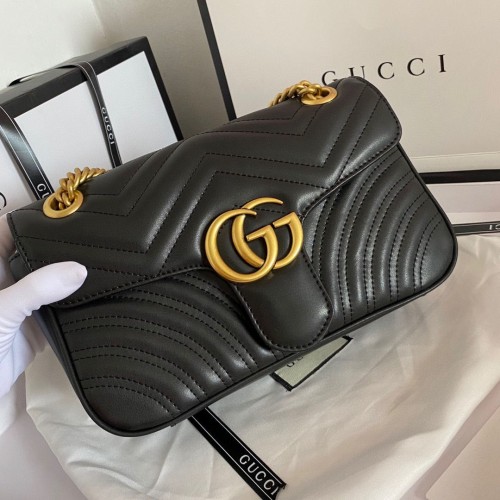 Gucci GG Marmont Original lederen gematelasseerde schoudertas 443497 zwart