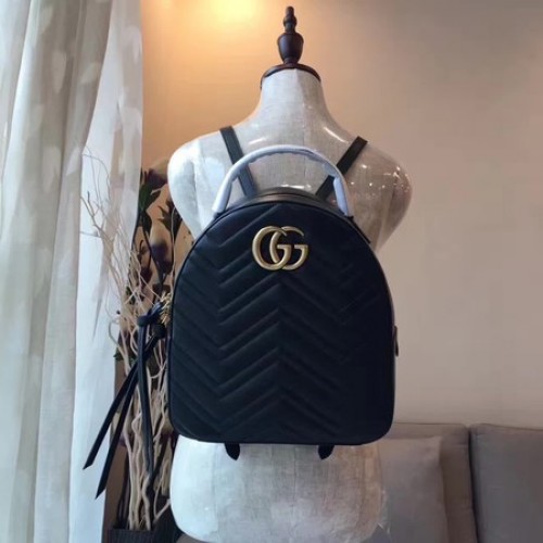 Gucci GG Marmont gewatteerde leren rugzak 476671 zwart