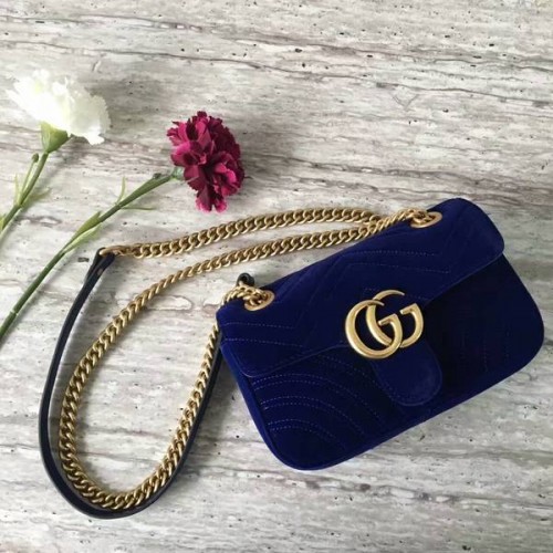 Gucci GG Marmont suède mini-schoudertas 446744 donkerblauw