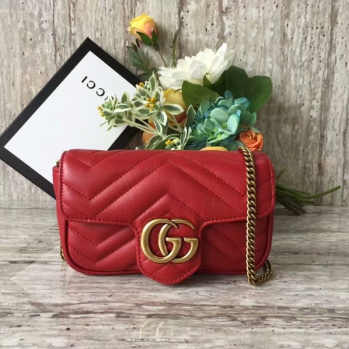 Gucci GG Marmont fluwelen nano-schoudertas 476433A rood