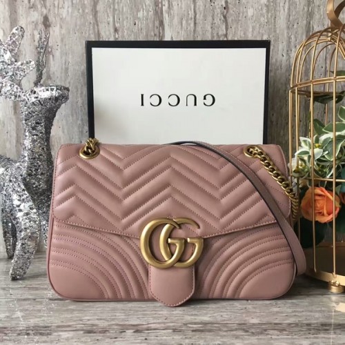Gucci GG Marmont fluwelen schoudertas 443496A lichtroze