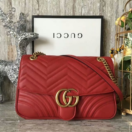 Gucci GG Marmont fluwelen schoudertas 443496A rood