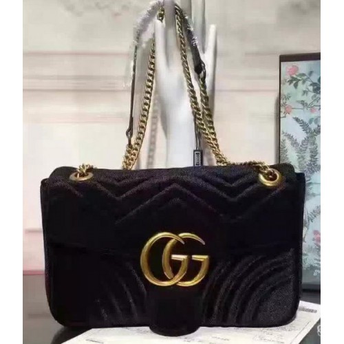 Gucci GG Marmont fluwelen schoudertas 443497 zwart