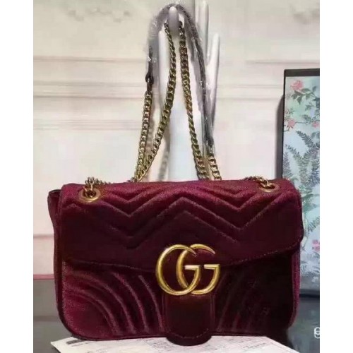 Gucci GG Marmont fluwelen schoudertas 443497 paars