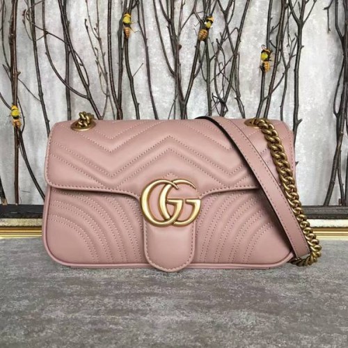 Gucci GG Marmont Sheenskin schoudertas 443497A lichtroze