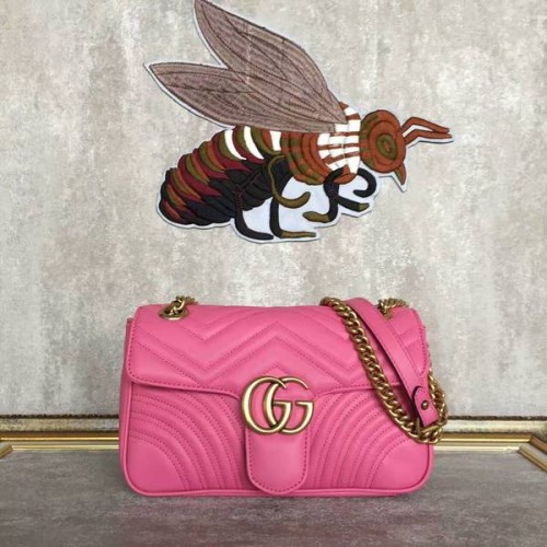 Gucci GG Marmont Sheenskin schoudertas 443497A roze