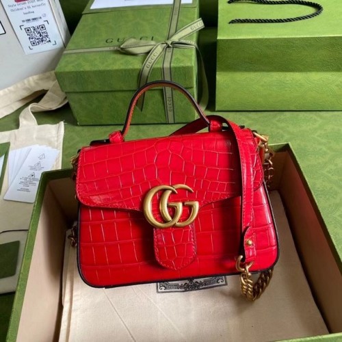 Gucci GG Marmont krokodil mini top handvat tas 547260 rood