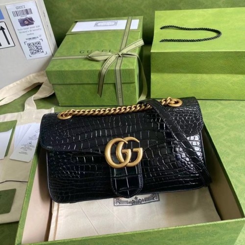 Gucci GG Marmont krokodil kleine schoudertas 443497 zwart