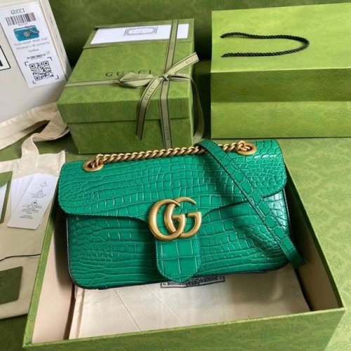 Gucci GG Marmont krokodil kleine schoudertas 443497 groen