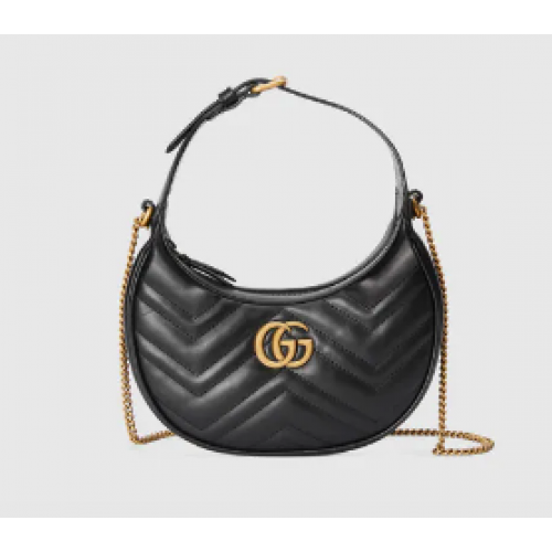 Gucci GG Marmont mini-tas in de vorm van een halve maan 699514 zwart
