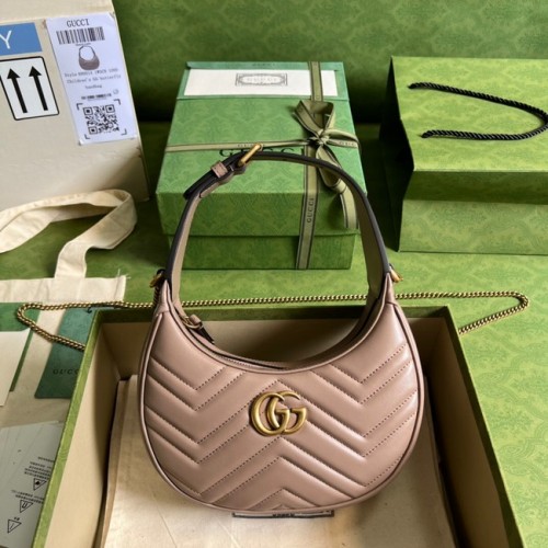 Gucci GG Marmont mini-tas in de vorm van een halve maan 699514 donkerroze