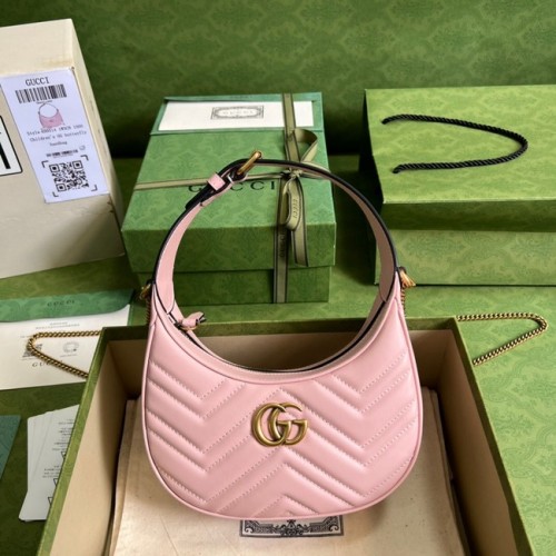 Gucci GG Marmont mini-tas in de vorm van een halve maan 699514 roze