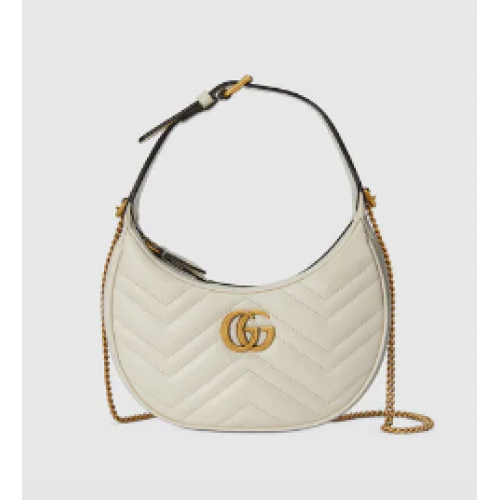 Gucci GG Marmont mini-tas in de vorm van een halve maan 699514 wit
