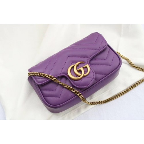 Gucci GG Marmont gematteerd leer super mini tas 476433 paars