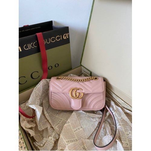 Gucci GG Marmont gematelasseerde minitas 446744 roze