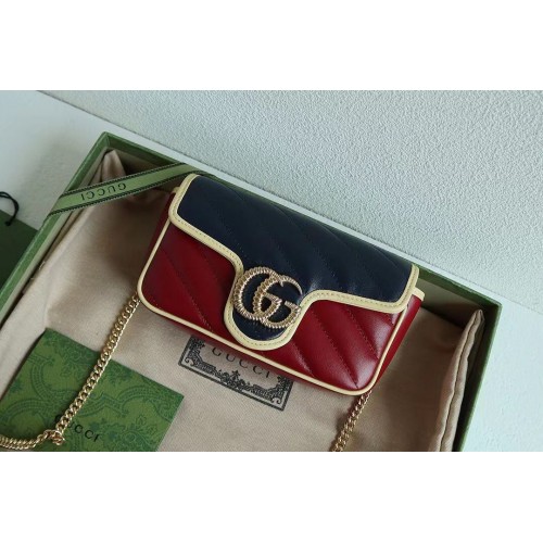 Gucci GG Marmont gematelasseerde mini tas 446744 wijn&marine