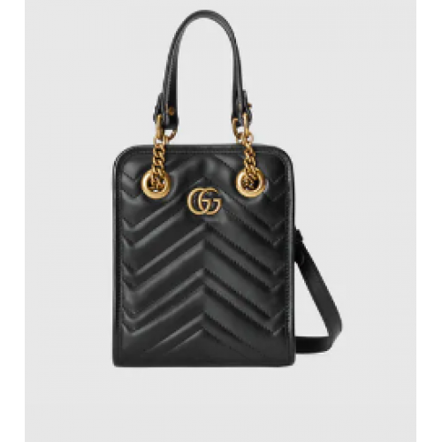 Gucci GG Marmont gematelasseerde minitas 696123 zwart