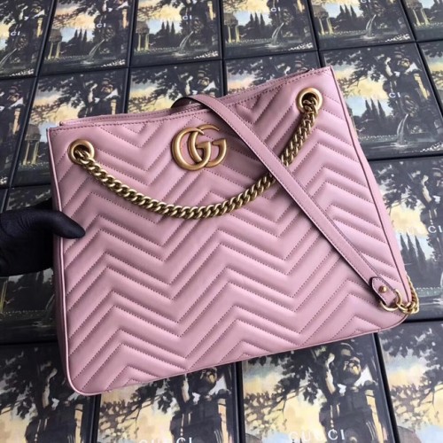Gucci GG Marmont medium gematelasseerde schoudertas 453569 roze