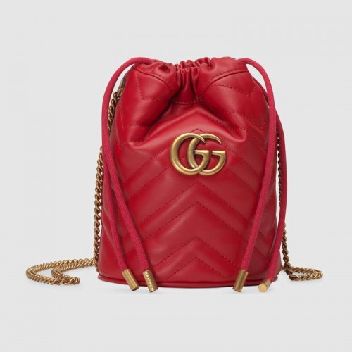 Gucci GG Marmont mini bucket bag 575163 Hibiscus rood