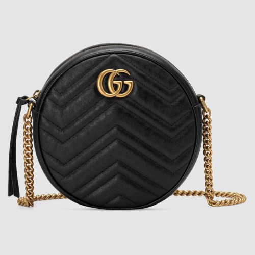 Gucci GG Marmont mini ronde schoudertas 550154 zwart