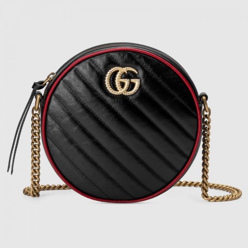 Gucci GG Marmont mini ronde schoudertas 550154 zwart