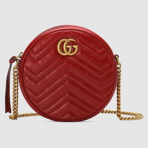 Gucci GG Marmont mini ronde schoudertas 550154 rood