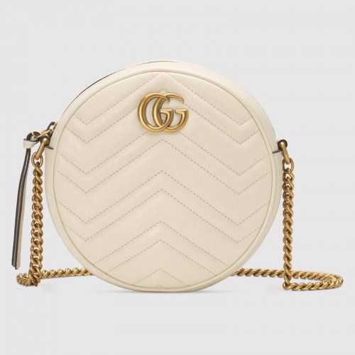Gucci GG Marmont mini ronde schoudertas 550154 wit