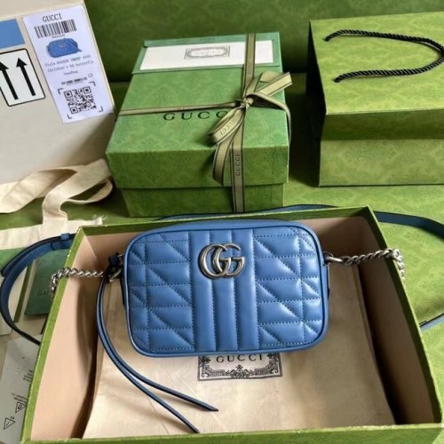 Gucci GG Marmont mini schoudertas 634936 blauw