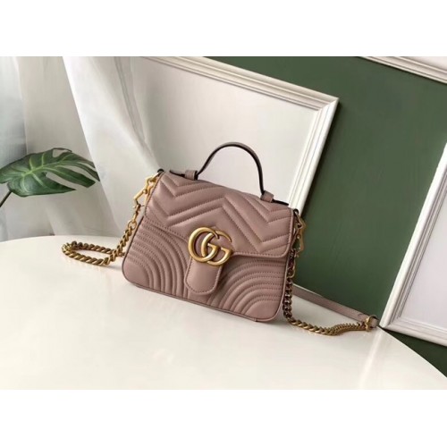 Gucci GG Marmont mini-tas met handvat aan de bovenkant 547260 Stoffig roze