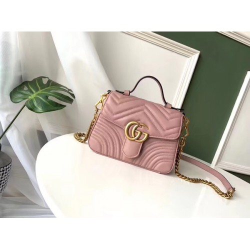 Gucci GG Marmont mini top handle tas 547260 roze