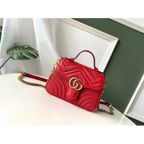 Gucci GG Marmont Original leren mini top handle tas 547260 rood