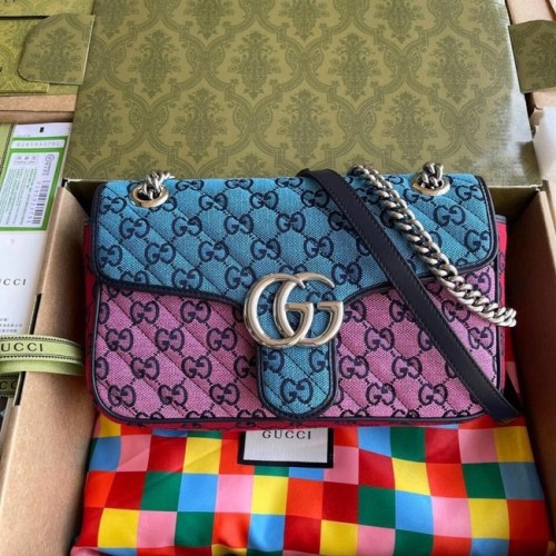 Gucci GG Marmont multicolor kleine schoudertas 443497 Roze&blauw&groen&rood