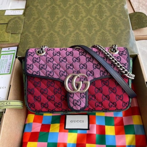 Gucci GG Marmont multicolor kleine schoudertas 443497 Roze&groen&geel&rood