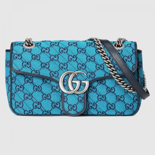 Gucci GG Marmont multicolor kleine schoudertas 443497 blauw