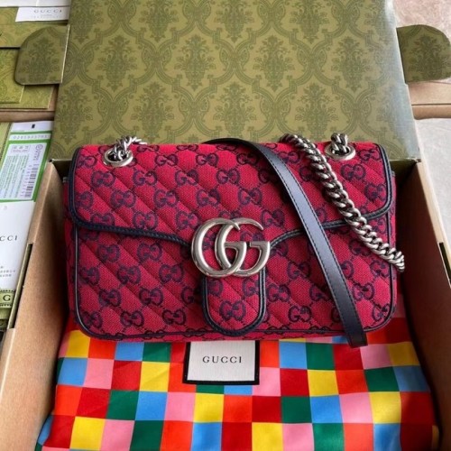 Gucci GG Marmont multicolor kleine schoudertas 443497 rood
