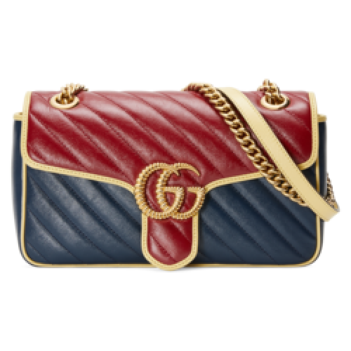 Gucci GG Marmont kleine schoudertas 443497 Blauw en rood