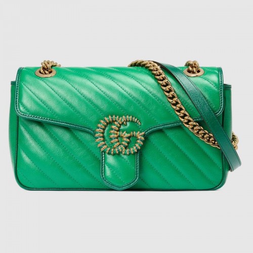 Gucci GG Marmont kleine schoudertas 443497 Smaragdgroen