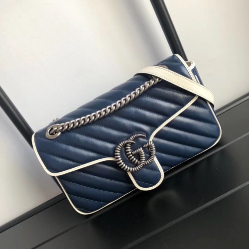 Gucci GG Marmont kleine schoudertas 443497 Navy
