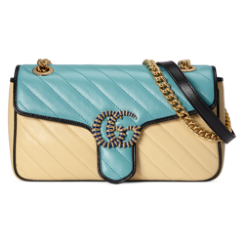 Gucci GG Marmont kleine schoudertas 443497 Pastelblauw