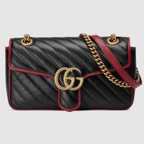 Gucci GG Marmont kleine schoudertas 443497 zwart
