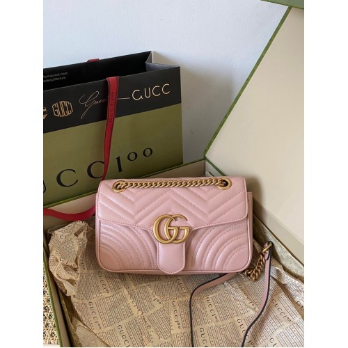 Gucci GG Marmont kleine schoudertas 443497 lichtroze