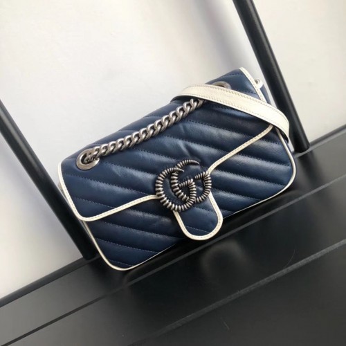 Gucci GG Marmont kleine schoudertas 446744 Navy