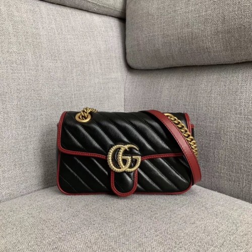 Gucci GG Marmont kleine schoudertas 446744 zwart