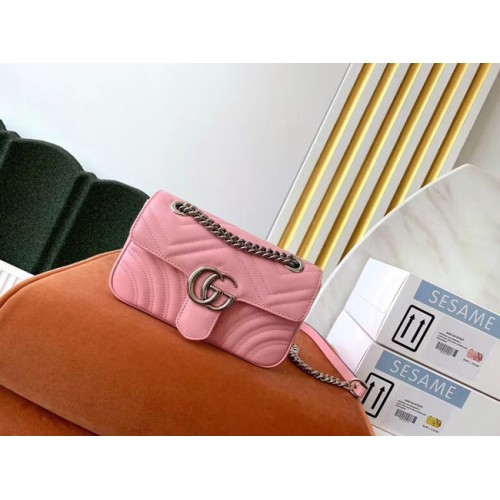 Gucci GG Marmont kleine schoudertas 446744 lichtroze