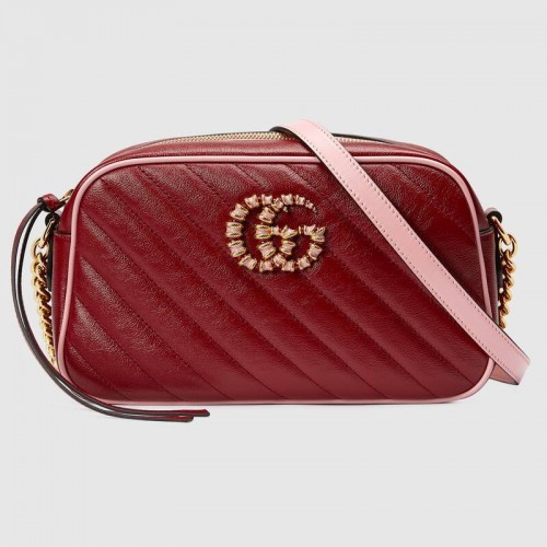 Gucci GG Marmont kleine schoudertas 447632 Donkerrood