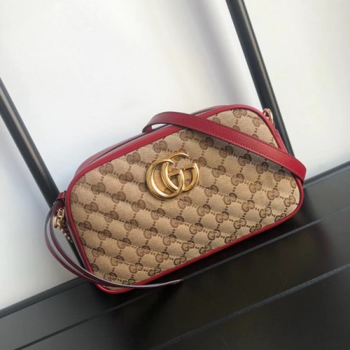Gucci GG Marmont kleine schoudertas 447632 rood
