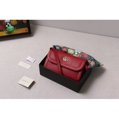 Gucci GG Marmont kleine schoudertas 497984 rood