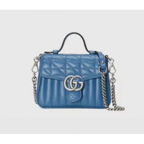 Gucci GG Marmont kleine schoudertas 583571 blauw