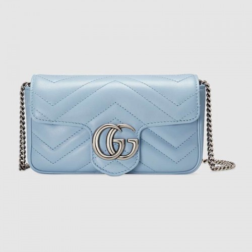 Gucci GG Marmont super mini tas 476433 Pastelblauw